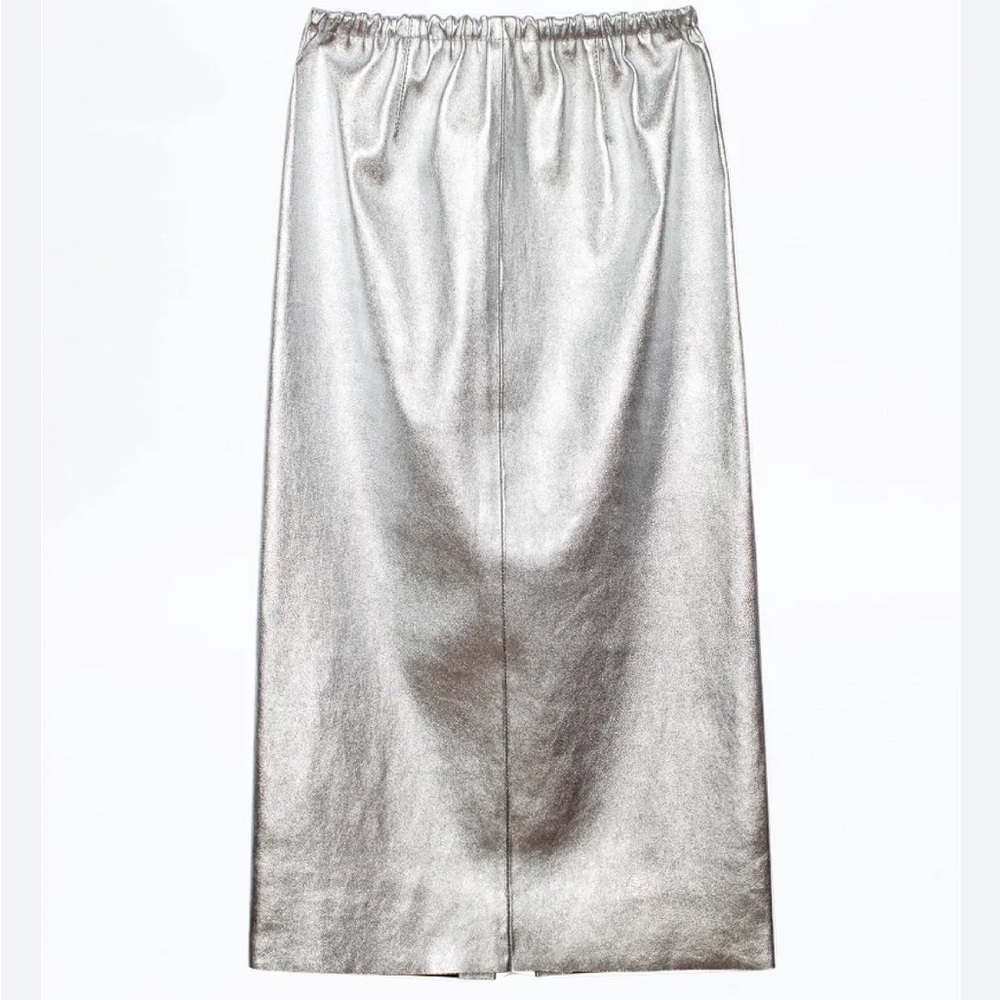 NWT Zadig & Voltaire Jaden Silver Leather Skirt